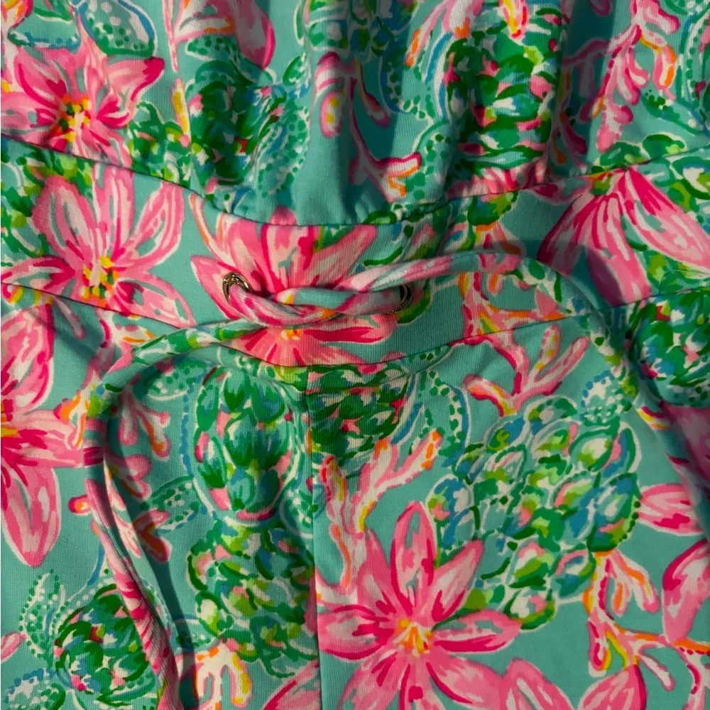 Lilly Pulitzer women’s Floral strapless romper- Pink and Green - Picture 2 of 4